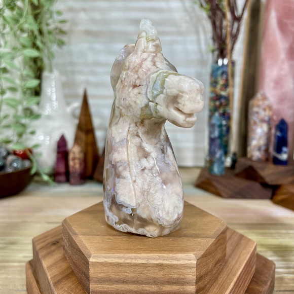 0956 Flower Agate Crystal Unicorn Carving - Picture 7 of 10